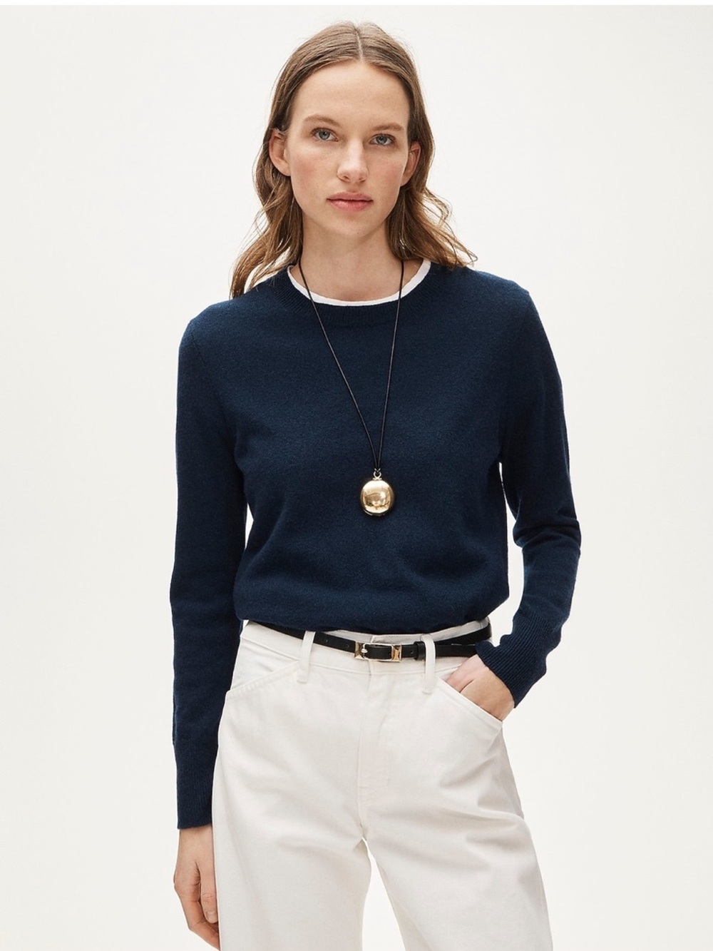 J.Crew XS navy 100% cashmere classic crewneck sweater